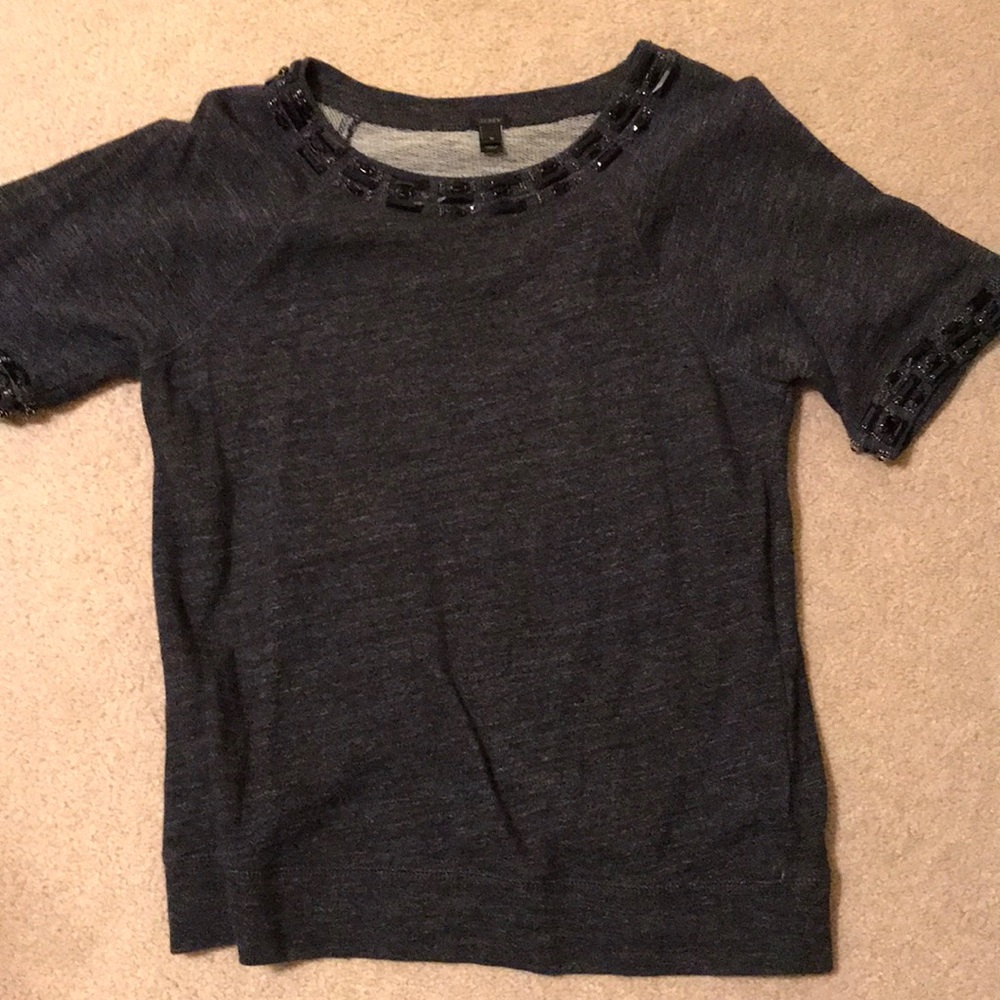 Short sleeved navy sweater